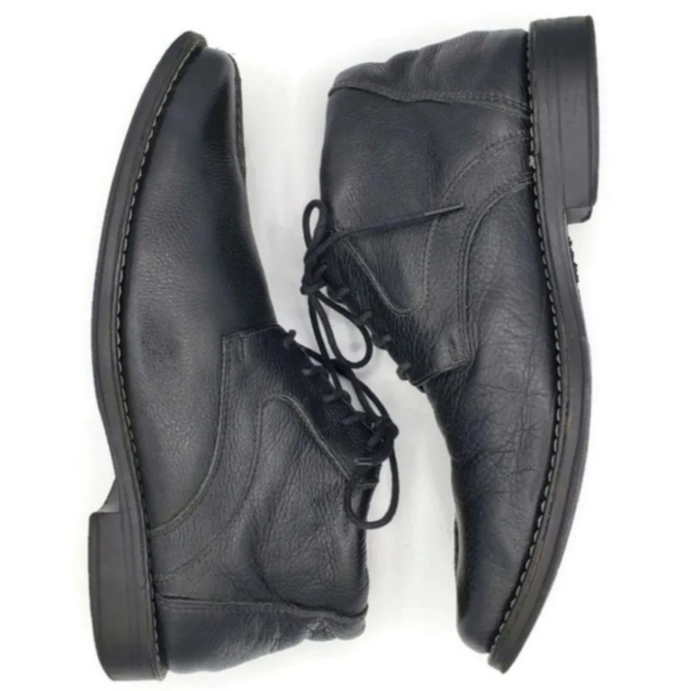 Sandro Moscoloni Bergen Black Soft Leather Split-Toe Lace-Up Derby Chukka Boots